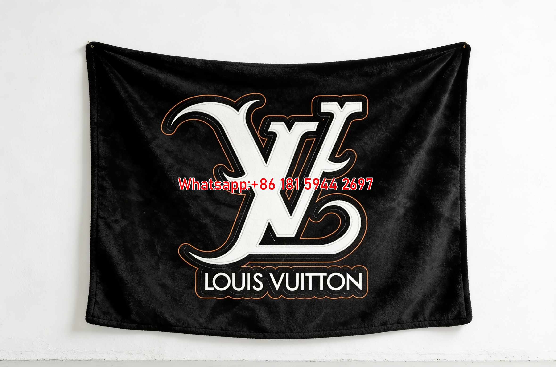 Luxury Black LV Flannel Throw Blanket 258